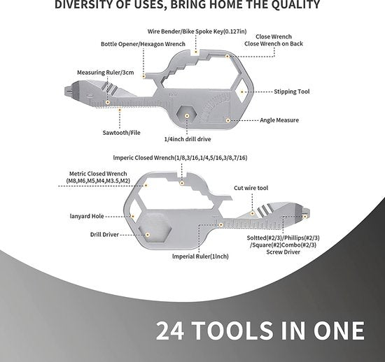 24-in-1 Kleine Multitool Survival-sleutelhanger 