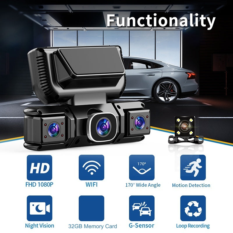 4-Kanaals Dashcam (WiFi + Nachtzicht) 